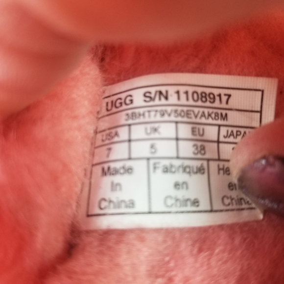 Ugg neon coral peach shearling scruff slides slippers - Picture 11 of 11